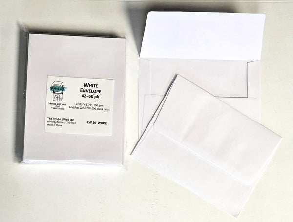 The Product Well, A2 White Gummed Envelopes, 50pk