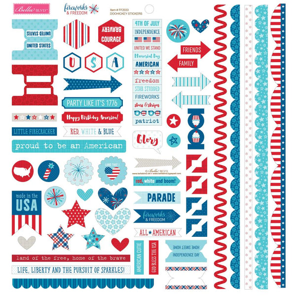 Bella Blvd, 12X12 Doohickey Cardstock Stickers, Fireworks & Freedom (FF2033)