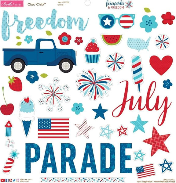 Bella Blvd, Ciao Chipboard Icons, Fireworks & Freedom (FF2036)