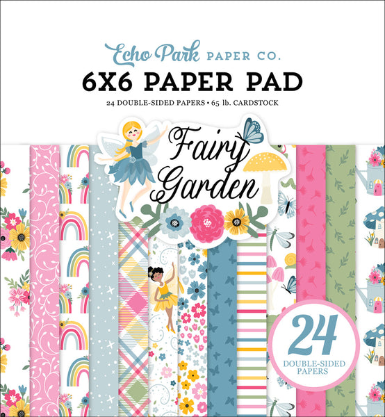 Echo Park Double-Sided Paper Pad 6"X6" 24/Pkg, Fairy Garden, 12 Designs/2 Each