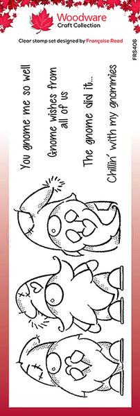 Creative Expressions, Woodware Clear Stamps, 8"x2.6", Three Gnomes