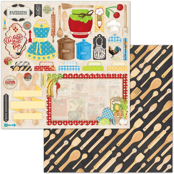 Bo Bunny,  Family Recipes, Double-Sided Cardstock 12"x12", Family Recipes Noteworthy