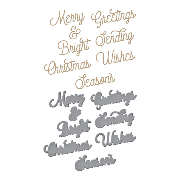 Spellbinders, Glimmer Hot Foil Plate & Die Set, Merry Glimmer Sentiments (GLP-346)