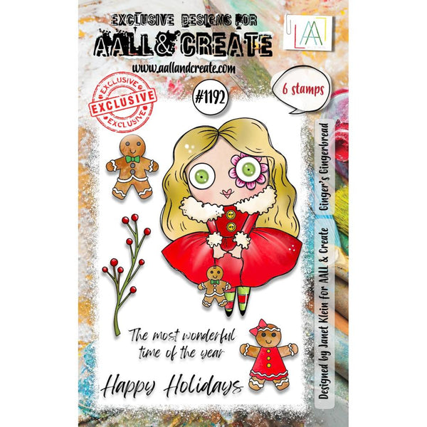 AALL & Create, #1192, Ginger’s Gingerbread, A7 Clear Stamps, Designed by Janet Klein