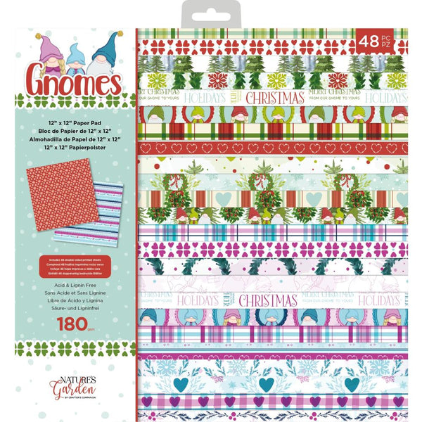 Crafter's Companion, Nature's Garden Double-Sided Paper Pad 12"X12" 48/Pkg, Gnomes