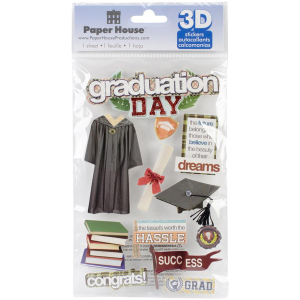 Paper House 3D Stickers 4.5"X7.5", Graduation Day