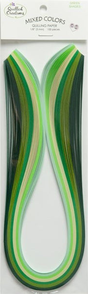 Quilled Creations Quilling Paper Mixed Colors, 100/Pkg, Green Shades 3/8" (9mm)