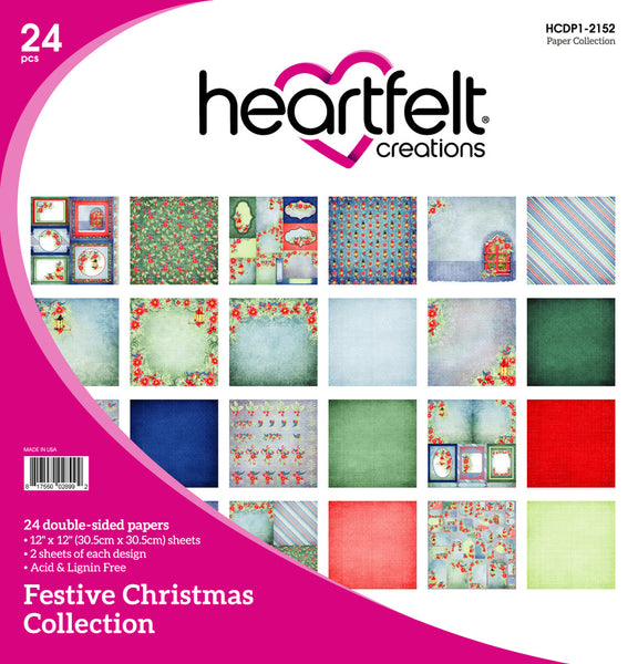Heartfelt Creations Double-Sided Paper Pad 12"X12" 24/Pkg, Festive Christmas