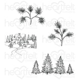 Heartfelt Creations, Merry and Bright Collection, Cling Stamps & Dies Set Combo, Snowy Pine Village
