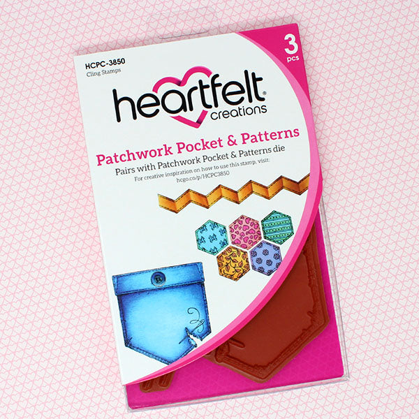 Heartfelt Creations, Buttons and Blooms Collection, Stamps & Dies Combo, Patchwork Pocket & Patterns