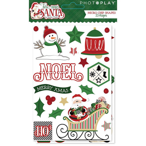 PhotoPlay, Here Comes Santa, Micro Thin Chipboard Shapes Stickers (HCS9009)
