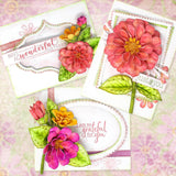 Heartfelt Creations, Summer's Garden Collection, Cling Rubber Stamps & Dies Set, Large Garden Zinnia