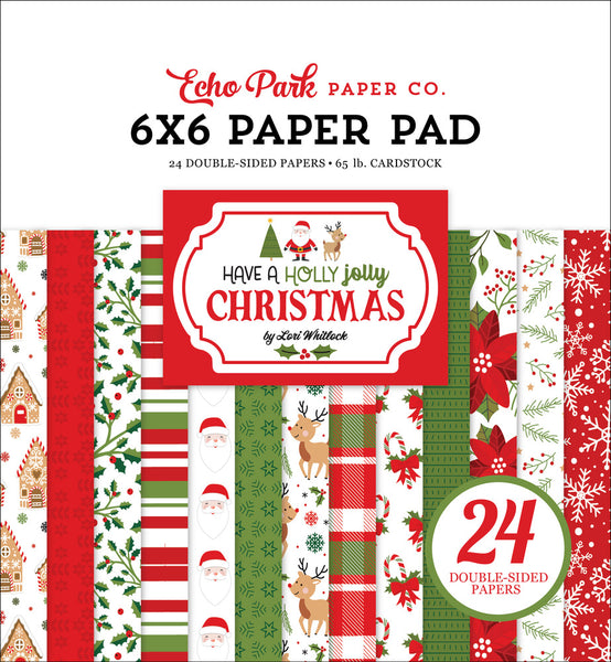 Echo Park Double-Sided Paper Pad 6"X6" 24/Pkg, Have A Holly Jolly Christmas, 12 Designs/2 Each