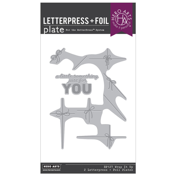 Hero Arts Letterpress + Foil Plates with Placement Guide, Wrap It Up, Best Gift Ever (HP127)