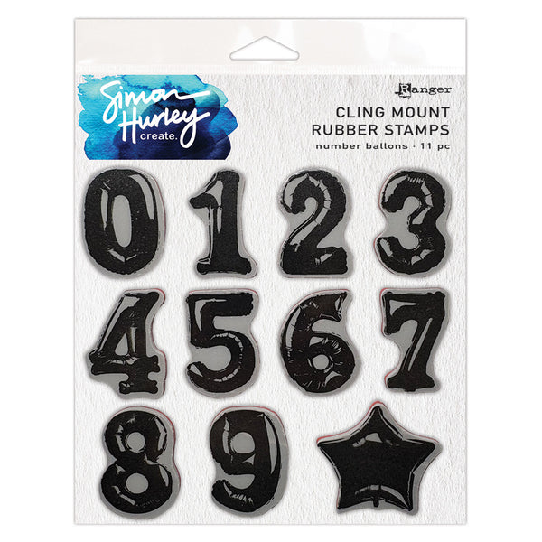 Simon Hurley create. Cling Stamp, Number Balloons (HUR93930)