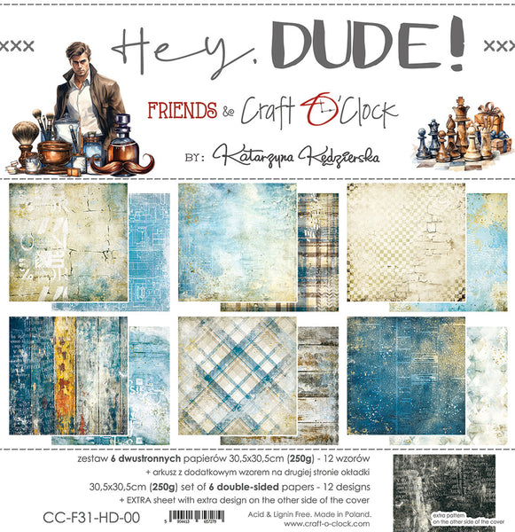 Craft O'Clock, 12"x12" Doube-Sided Paper Pad, Hey, Dude!