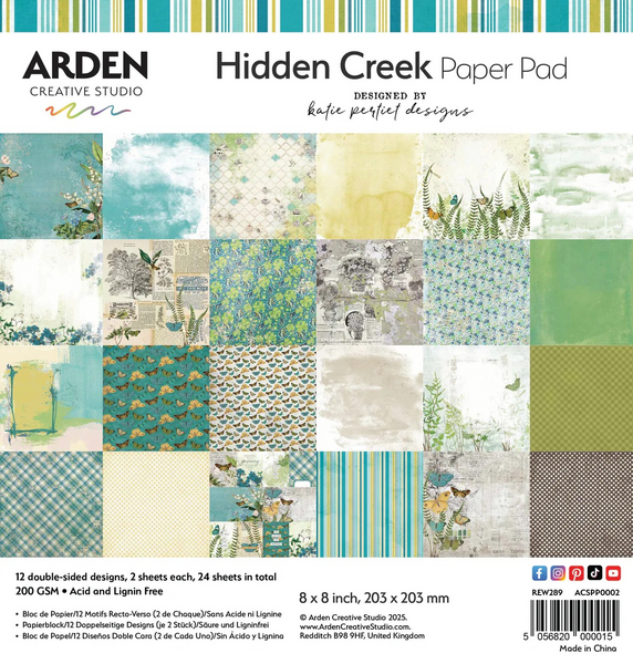 Arden Creative Studio, 8"x8" Paper Pad, Hidden Creek