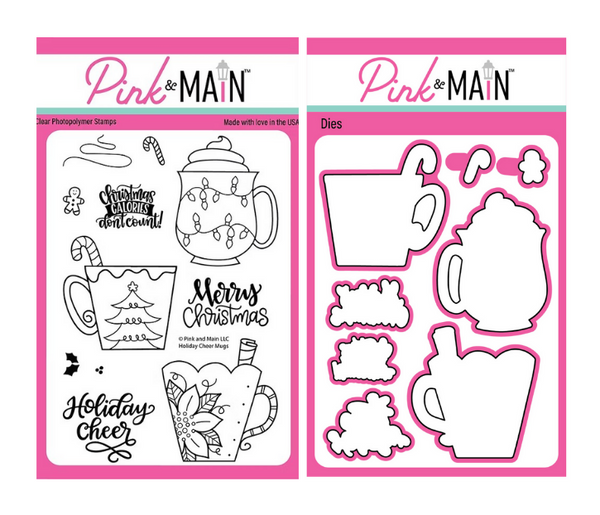 Pink & Main, Stamps & Dies Combo, Holiday Cheer Mugs (AIR Exclusive)