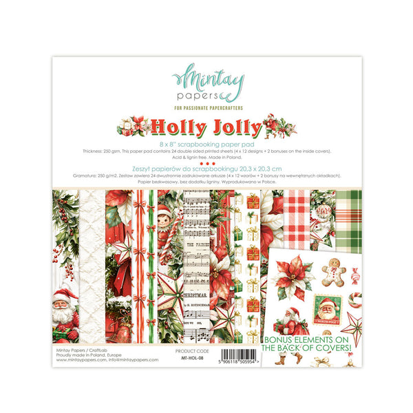Mintay Papers, 8X8 Paper Pad, Holly Jolly (MT-HOL-08)