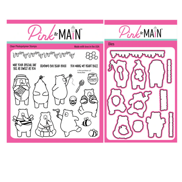 Pink & Main, Clear Stamps & Dies Set, Honey Bear (PM0805 & PNM771)
