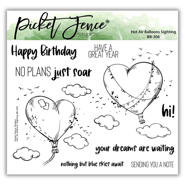 Picket Fence Studios, Hot Air Balloons Sighting Clear Stamps