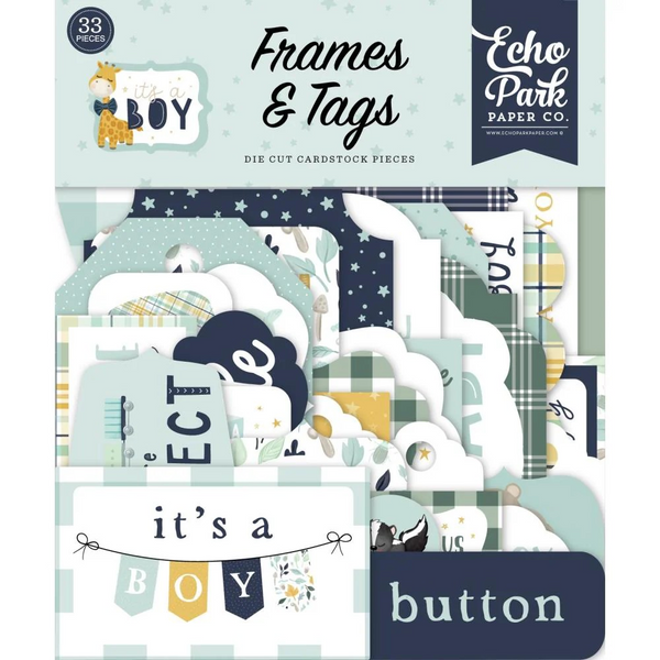 Echo Park Cardstock Ephemera 33/Pkg, Frames & Tags, It's A Boy