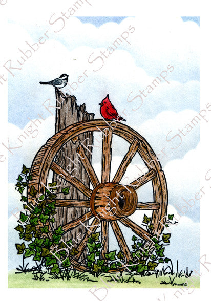 Blue Knight Rubber Stamps by Heidi Pettie, Ivy Wagon Wheel