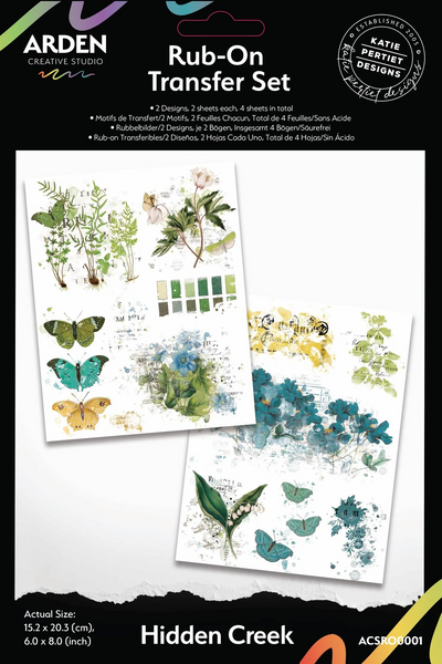 Arden Creative Studio, Hidden Creek Collection, 6"x8" Rub-On Transfer Set