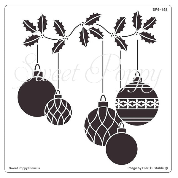 Sweet Poppy Stencil, Jingle Baubles (SP6-158)