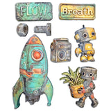 Stamperia, A5 Soft Mould, A New Beginning, Spaceship and Robot (K3PTA5679)