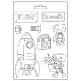 Stamperia, A5 Soft Mould, A New Beginning, Spaceship and Robot (K3PTA5679)