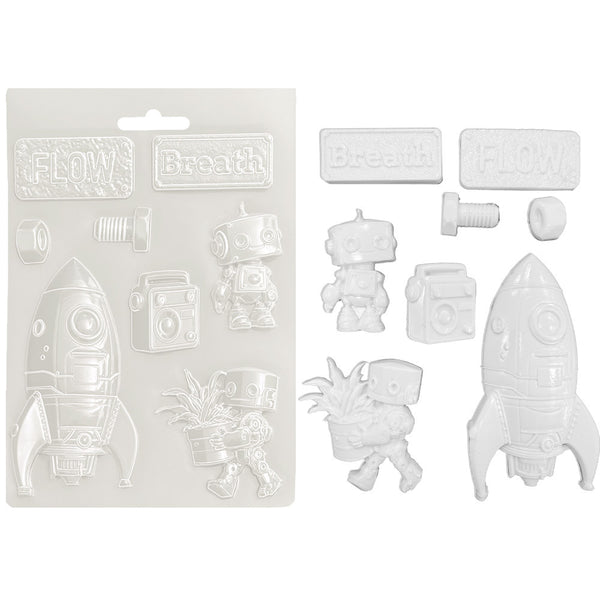 Stamperia, A5 Soft Mould, A New Beginning, Spaceship and Robot (K3PTA5679)