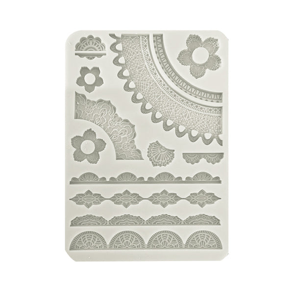 Stamperia Silicone Mold A5, Create Happiness Secret Diary, Lace Borders