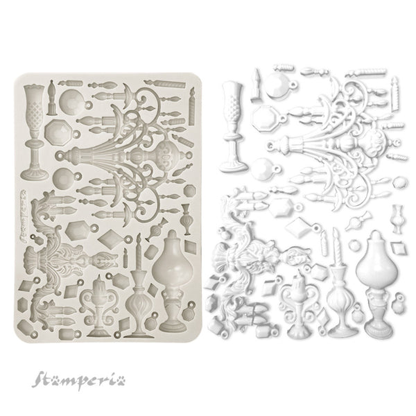 Stamperia, Silicone Mold A5, Masquerade, Candle Holders