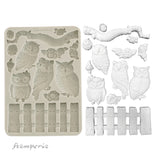 Stamperia, Silicone Mold A5, The Owl's House, Owls and Branch (KACMA585)