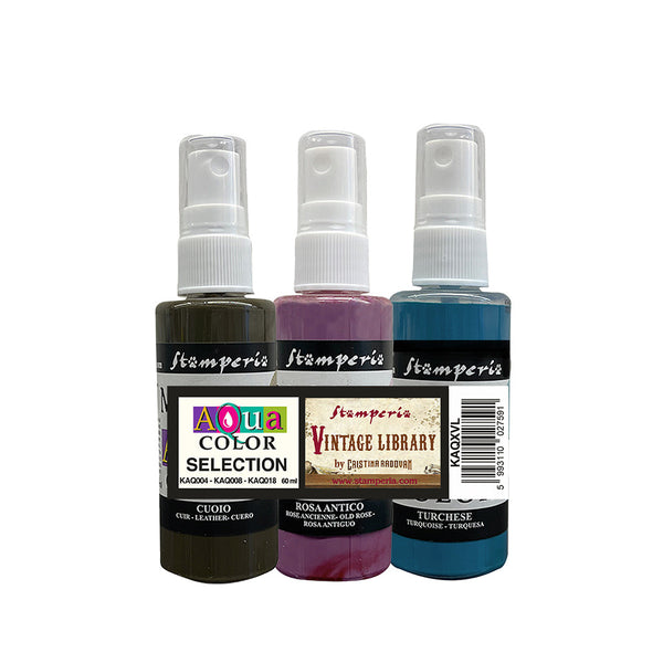 Stamperia, Aquacolor Spray Set 3/Pkg, Vintage Library (Please see Note)