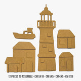 Stamperia Crafty Shapes, Silent Sea, Village - Lighthouse Landscape