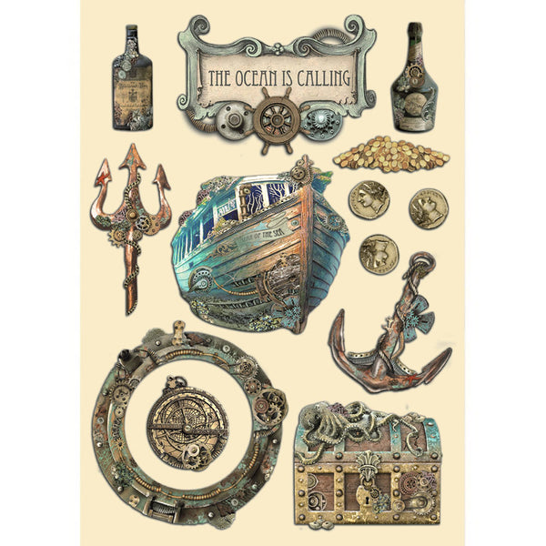 Stamperia, A5 Colored Wooden Shapes, The Ocean is Calling