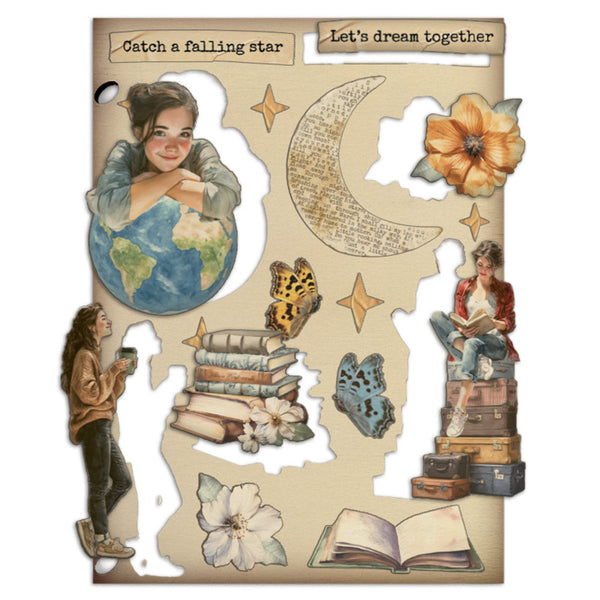Stamperia Colored Wooden Shapes A5, Create Happiness, Secret Diary (KLSP196)
