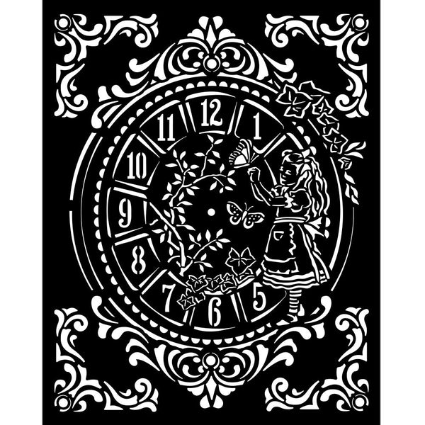 Stamperia Stencil 7.87"X9.84", Alice Through the Looking Glass - Clock