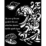 Stamperia, Thick Stencil 7.87"X9.84", Silent Sea, Waves And Shells (KSTD177)