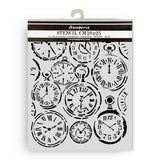 Stamperia Stencil 7.87"X9.84", Gardens of Time, Mixed Clocks (KSTD203)