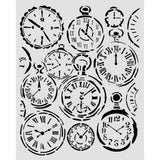 Stamperia Stencil 7.87"X9.84", Gardens of Time, Mixed Clocks (KSTD203)