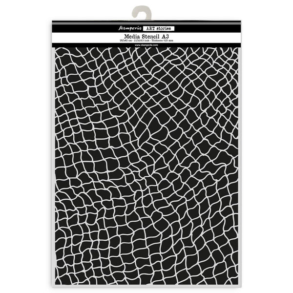 Stamperia, Art Stories, Media Stencil, A3 11.7"x16.5", Fishing net (KSTDA3009)