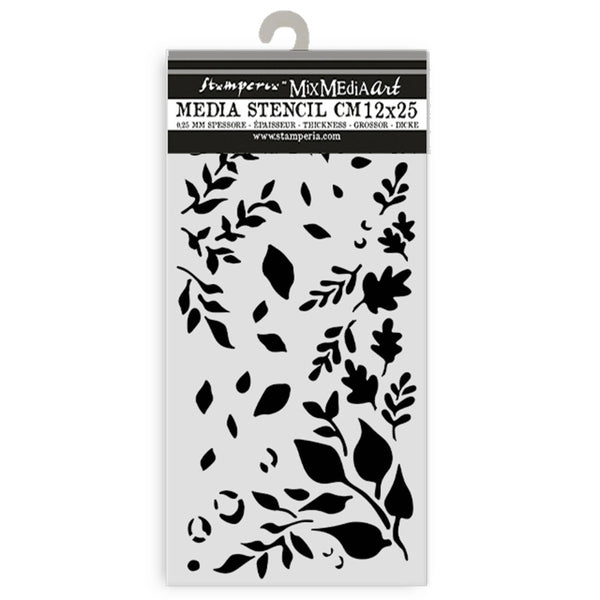 Stamperia, Stencil 4.72"X9.84" Create Happiness, Dewdrops, Big Leaves