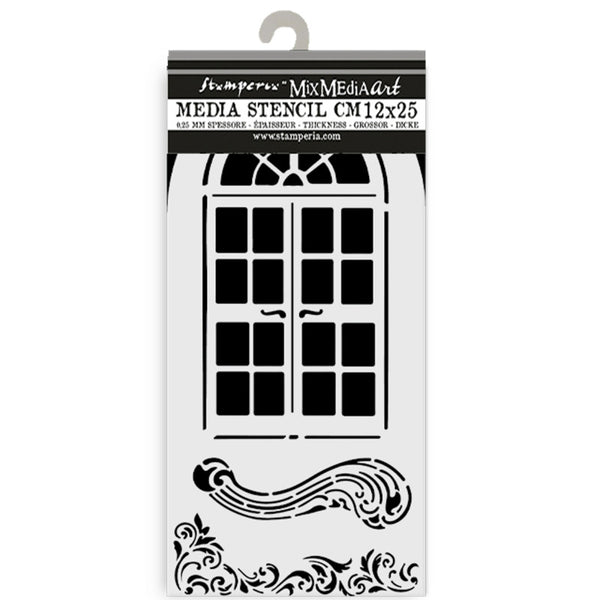 Stamperia, Stencil 4.72"X9.84", Masquerade Window (KSTDL113)