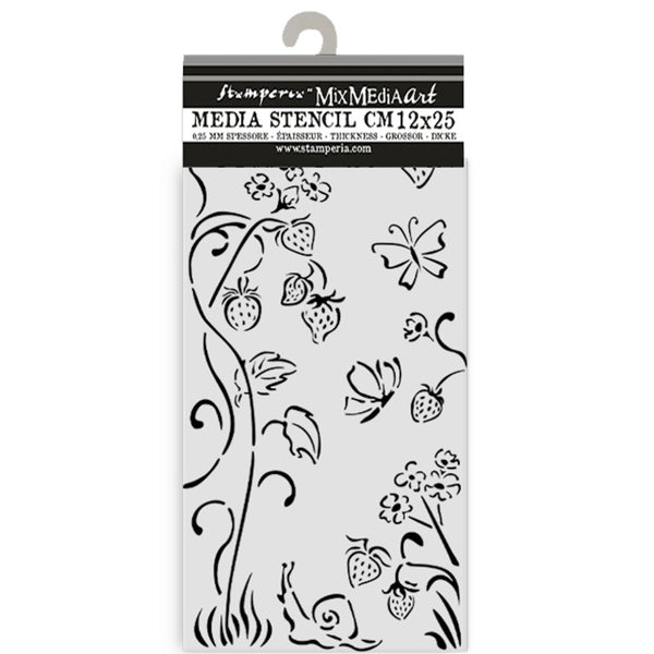 Stamperia, Stencil 4.72"X9.84", Hidden Grove, Strawberries (KSTDL115)