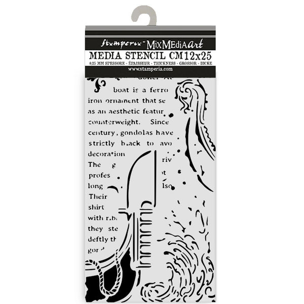 Stamperia, Stencil 4.72"X9.84", Venice City of Art, Gondola (KSTDL120) - Scrapbooking Fairies