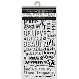 Stamperia, Stencil 4.72"X9.84", Furry Friends, Quotes Pattern (KSTDL132)