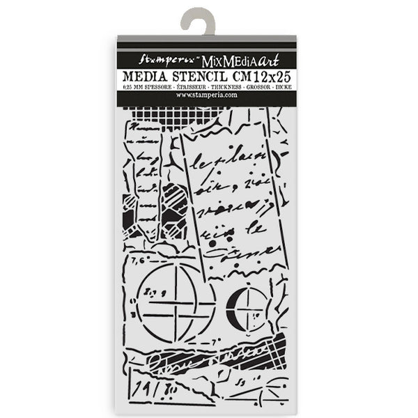 Stamperia, Thick Stencil 12x25 cm, A New Beginning, Notes (KSTDL154)